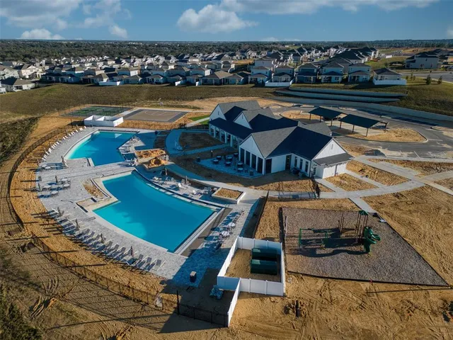 an aerial view of a house