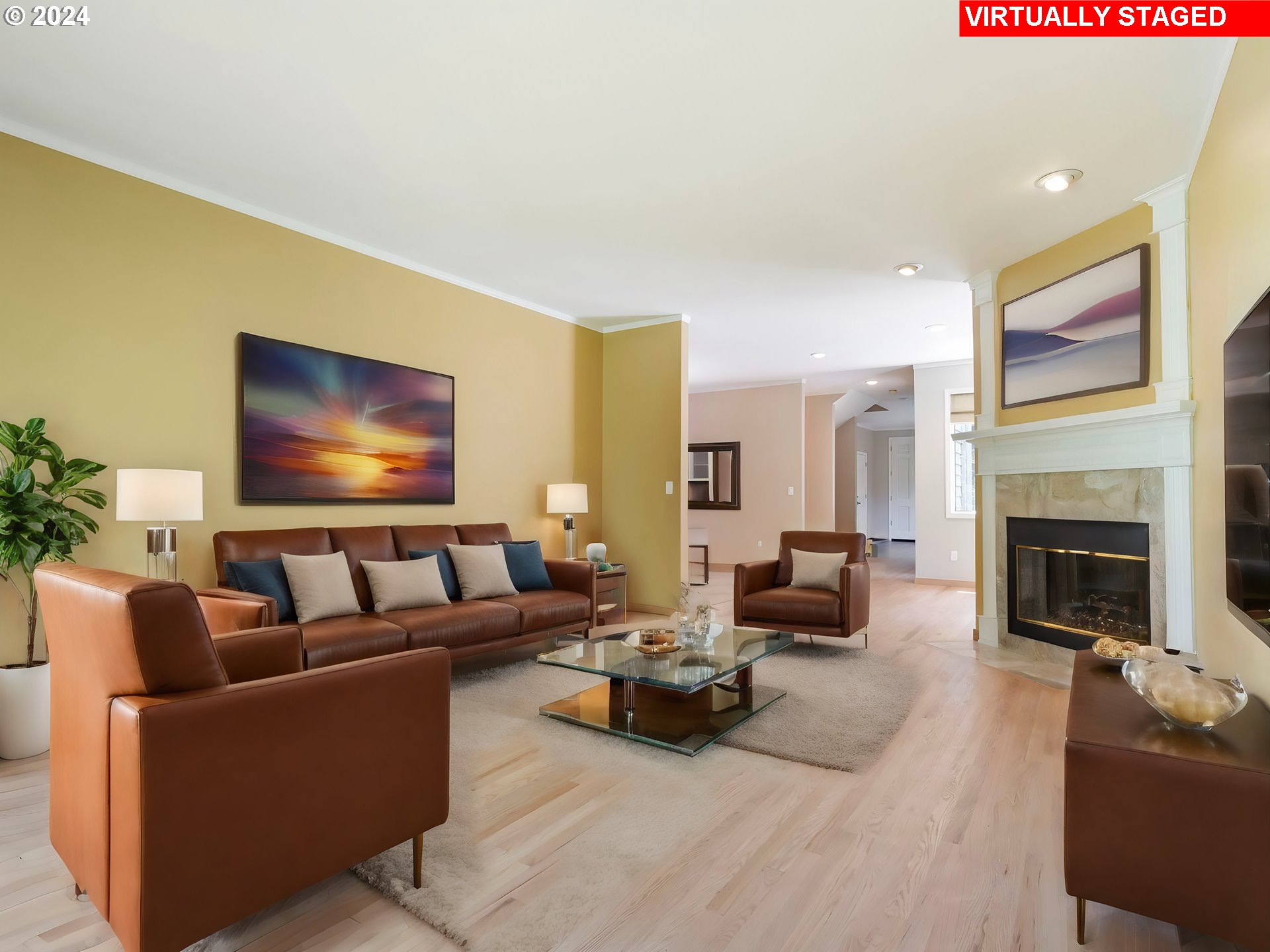 3209 Southwest Talbot Road Portland, OR 97201 - Photo 5 of 35 a living room with furniture and a fireplace