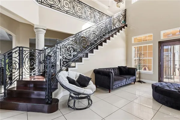 a living room with furniture