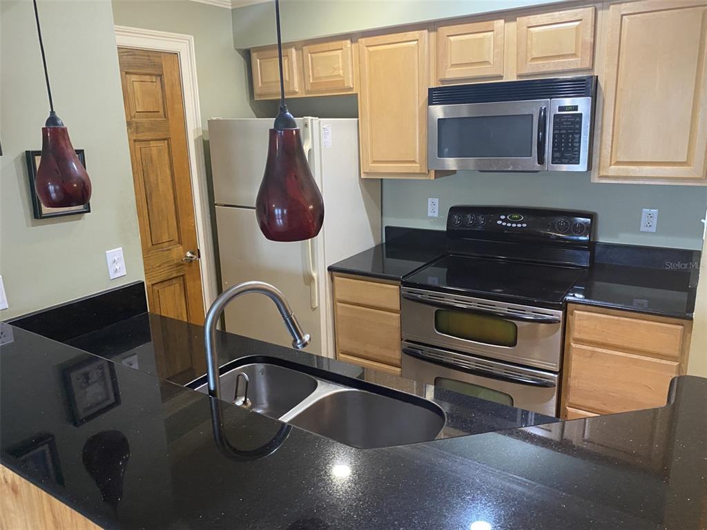 246 Afton Square, Unit 203 Altamonte Springs, FL 32714 - Photo 4 of 26 a kitchen with a sink and a stove top oven with wooden floor