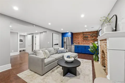 a living room with furniture and a couch