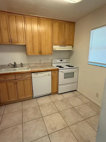 a kitchen with a stove a sink and cabinets