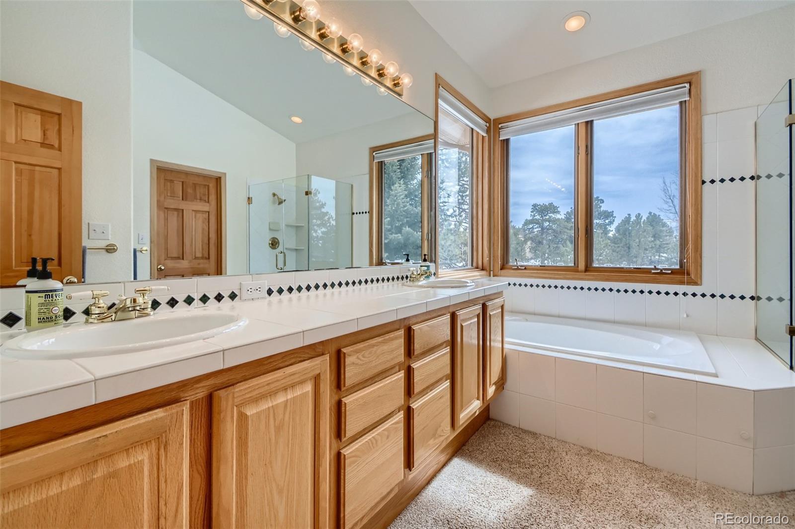 1634 Muirfield Lane Evergreen, CO 80439 - Photo 18 of 40 a bathroom with a large tub sink and mirror