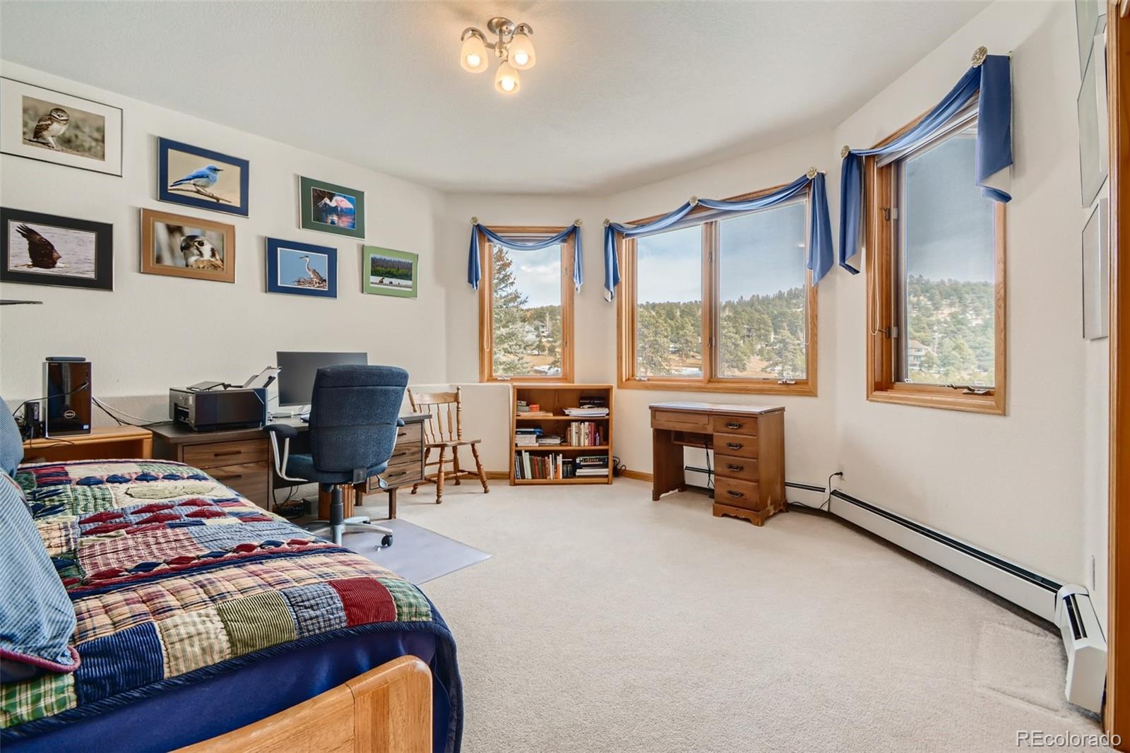 1634 Muirfield Lane Evergreen, CO 80439 - Photo 26 of 40 a bedroom with furniture and a large window
