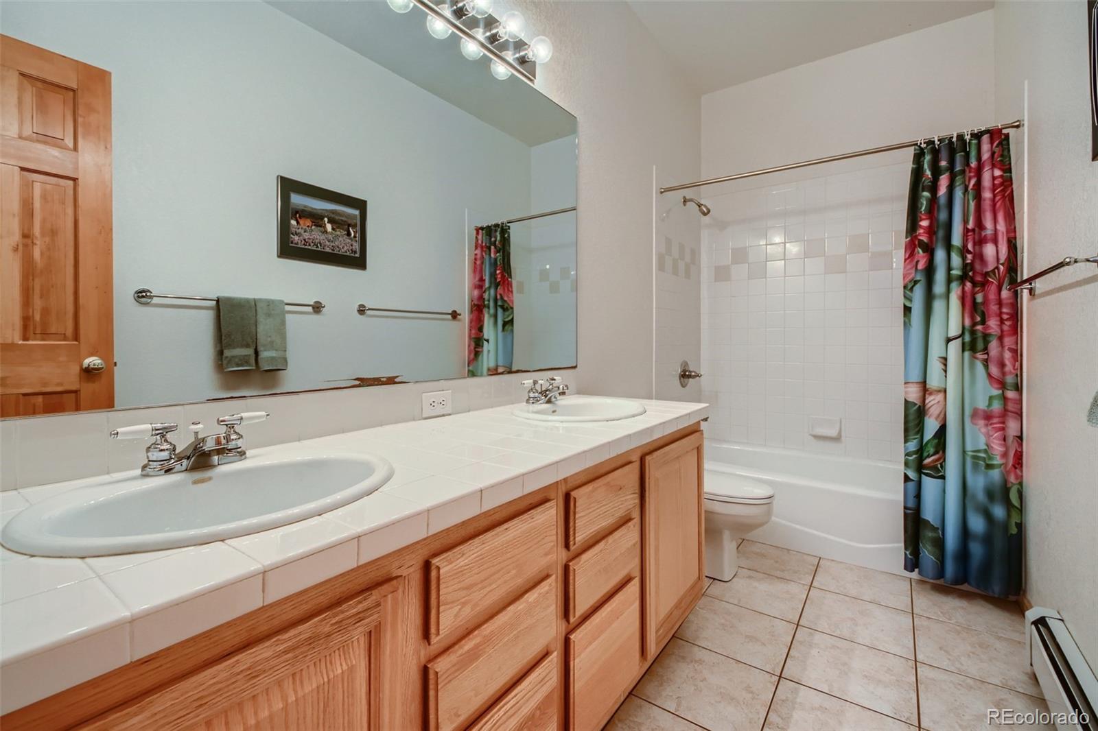 1634 Muirfield Lane Evergreen, CO 80439 - Photo 30 of 40 a bathroom with a sink a toilet and shower