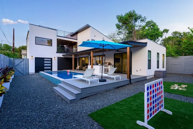 a view of outdoor space yard deck patio and fire pit