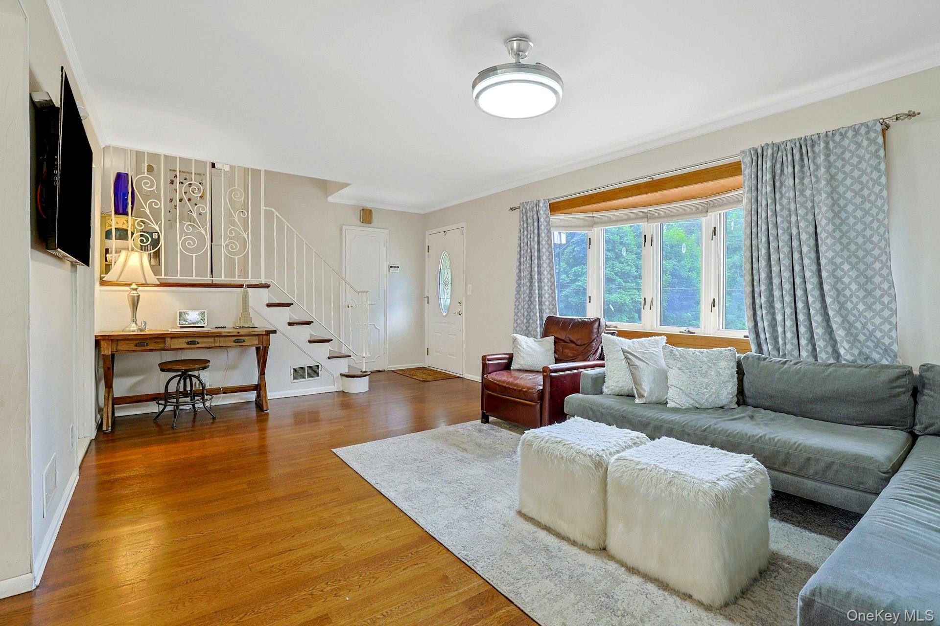 70 Durham Road White Plains, NY 10607 - Photo 6 of 32 Living Room Showing Stairway to 2nd Floor