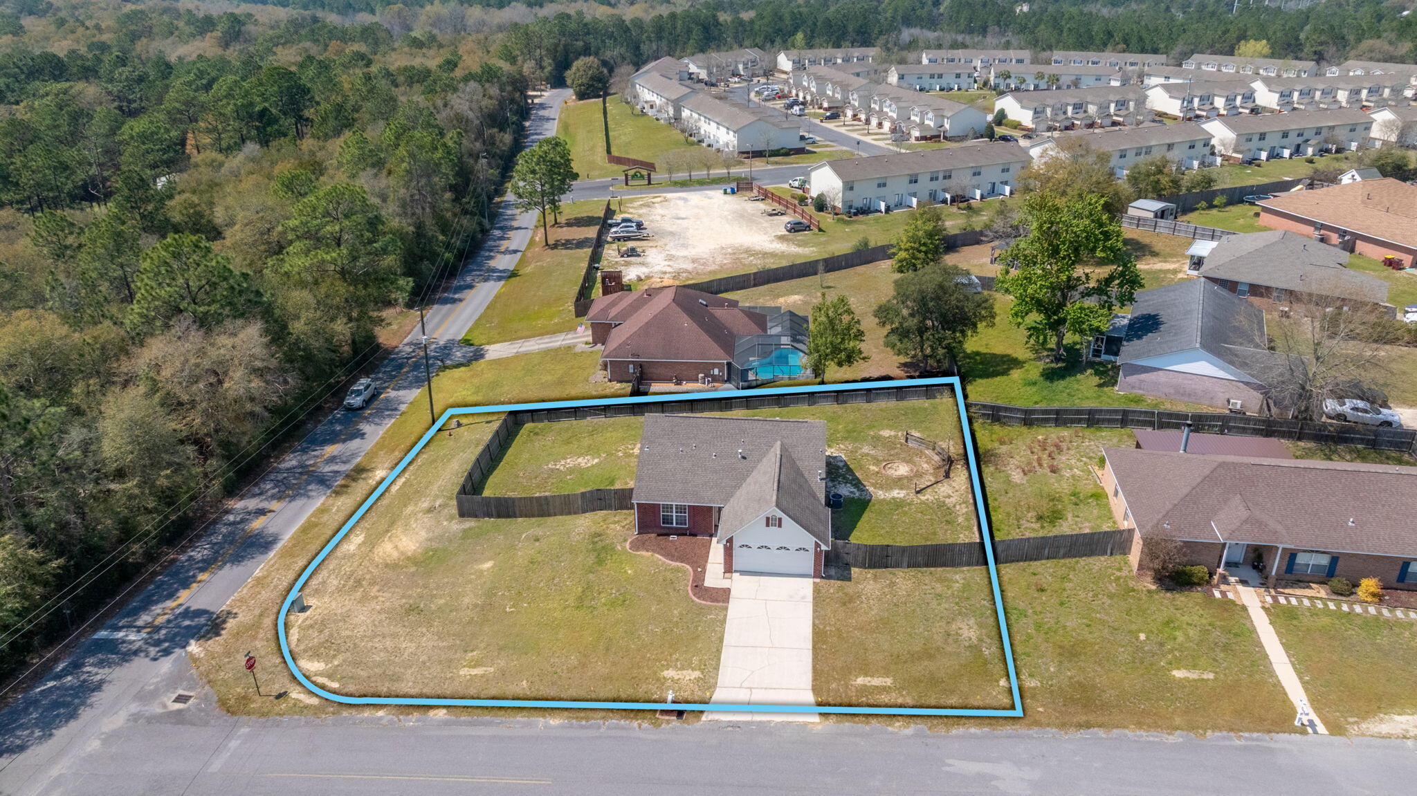903 Twain Lane Crestview, FL 32536 - Photo 52 of 58 an aerial view of a house with a swimming pool
