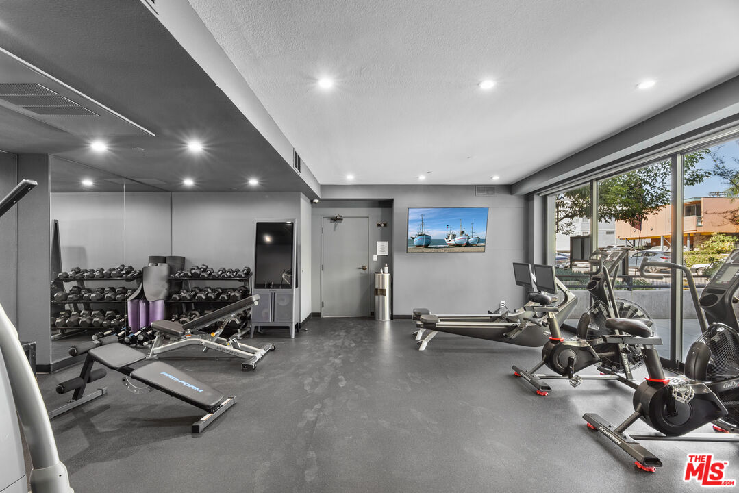 725 North Alfred Street, Unit 202 Los Angeles, CA 90069 - Photo 23 of 28 a view of a room with gym equipment