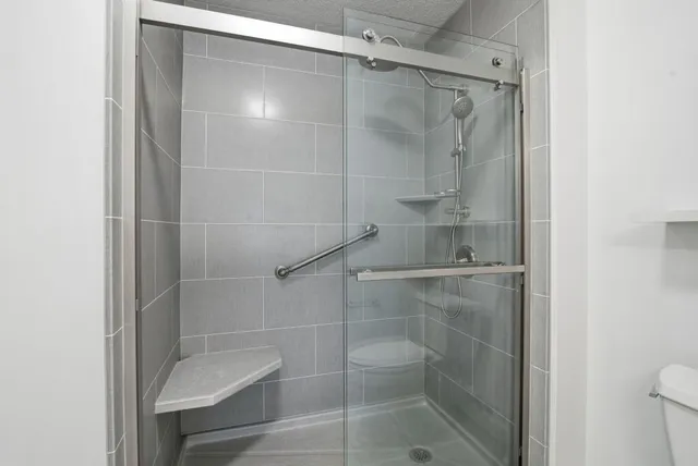 a bathroom with a shower