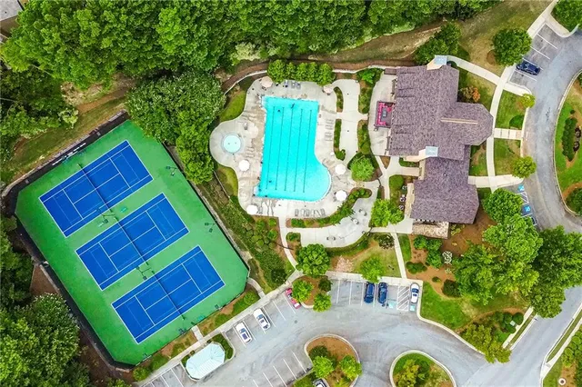 an aerial view of a house