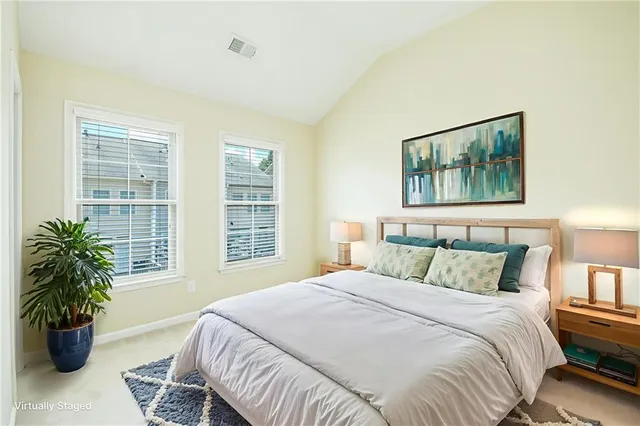 an empty room with windows