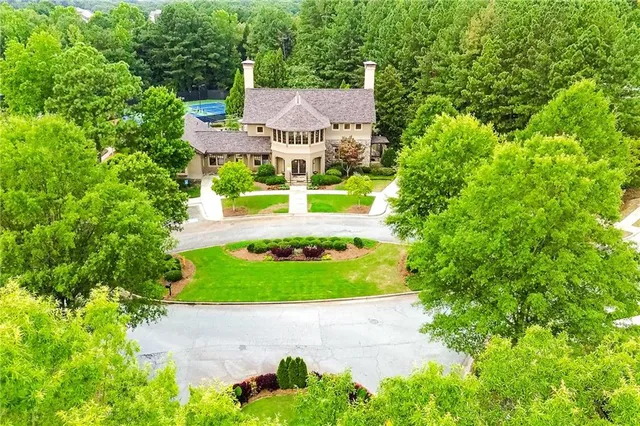 an aerial view of a house