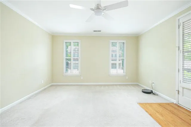 an empty room with windows