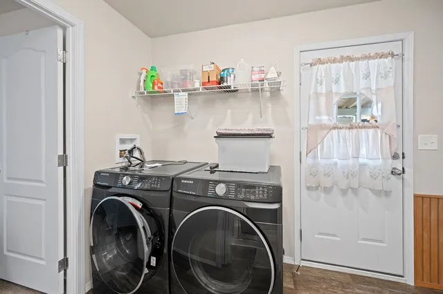 a utility room with dryer and washer