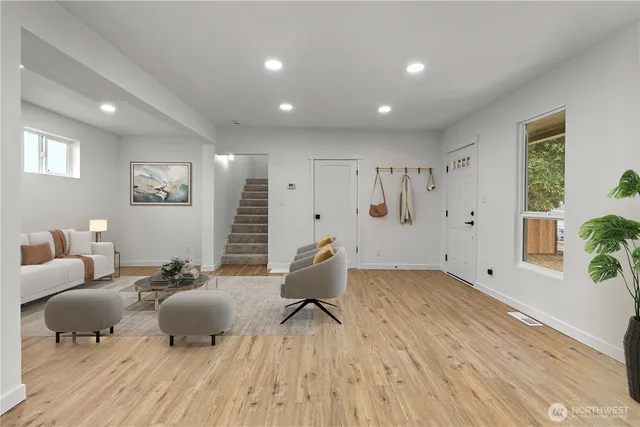 a living room with furniture