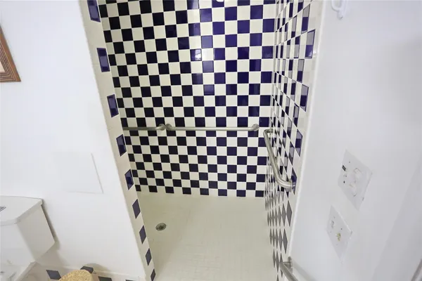 a black and white checkered floor