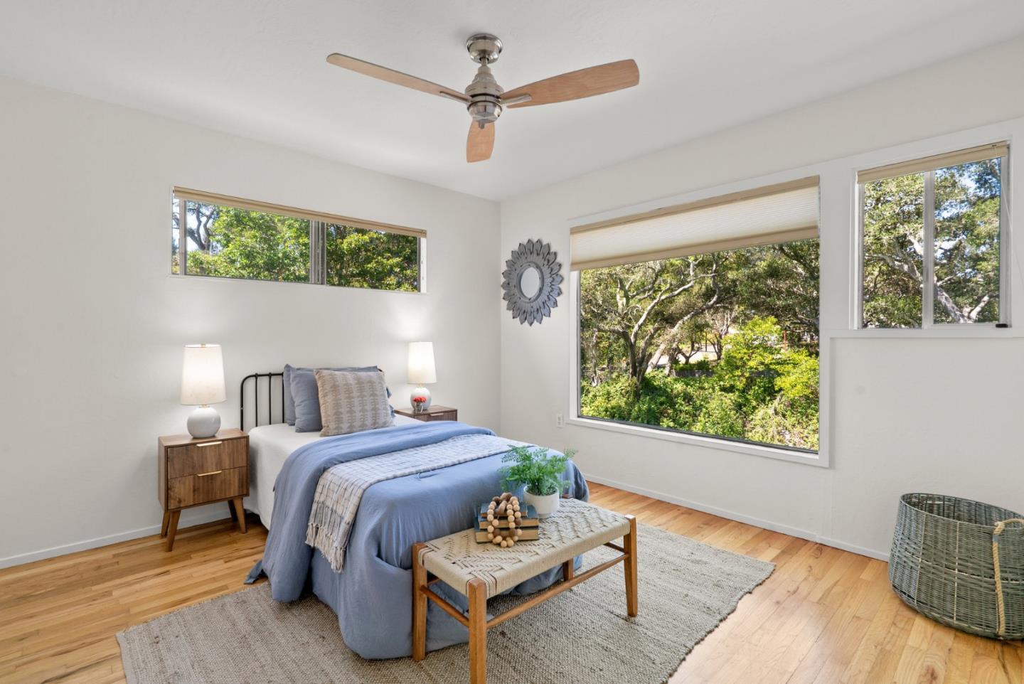 3407 Maplethorpe Lane Soquel, CA 95073 - Photo 27 of 52 a bedroom with a bed lamps and window