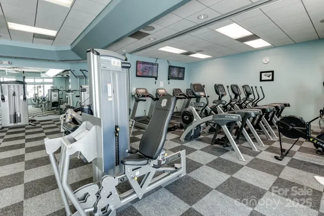 a view of a room with gym equipment