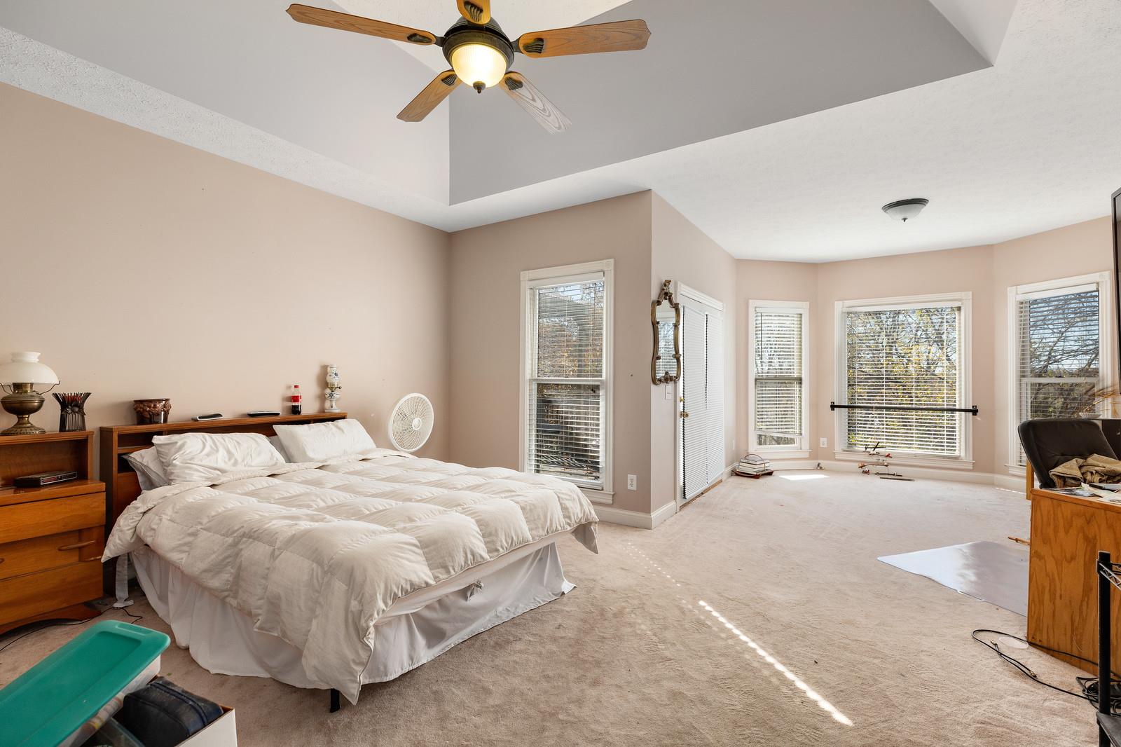 133 East Robertson Road Castalian Springs, TN 37031 - Photo 13 of 28 Master bedroom with elegant vaulted ceiling and bay window sitting area.