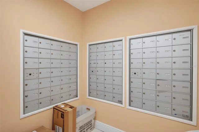 a front view of a building with street view