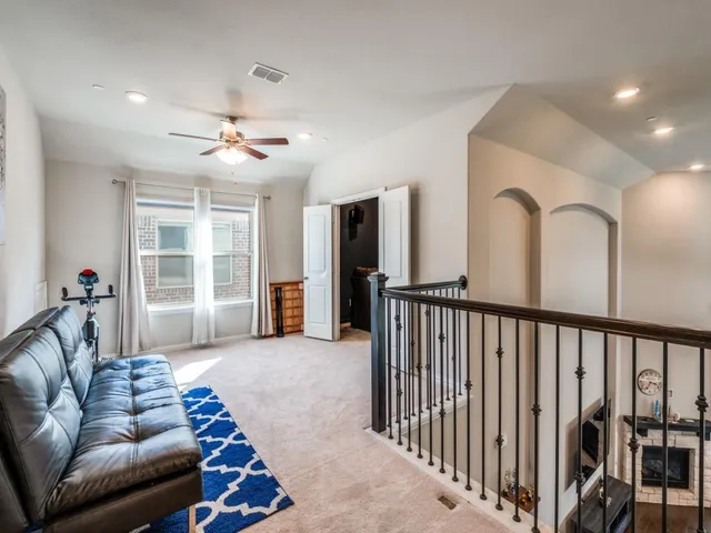 a room with furniture and a projector