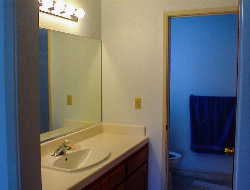 32860 George Smith Road Squaw Valley, CA 93675 - Photo 19 of 35 a bathroom with a granite countertop sink and a mirror