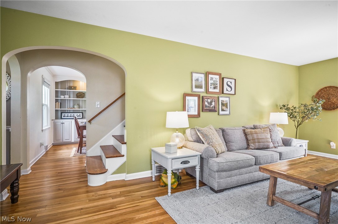 474 Malvern Road Akron, OH 44303 - Photo 11 of 47 Living room featuring hardwood / wood-style floors and built in features