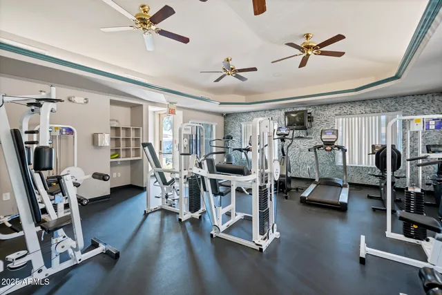 a view of a room with gym equipment