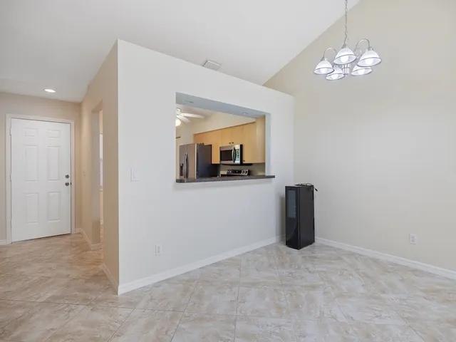 a view of a room with a chandelier