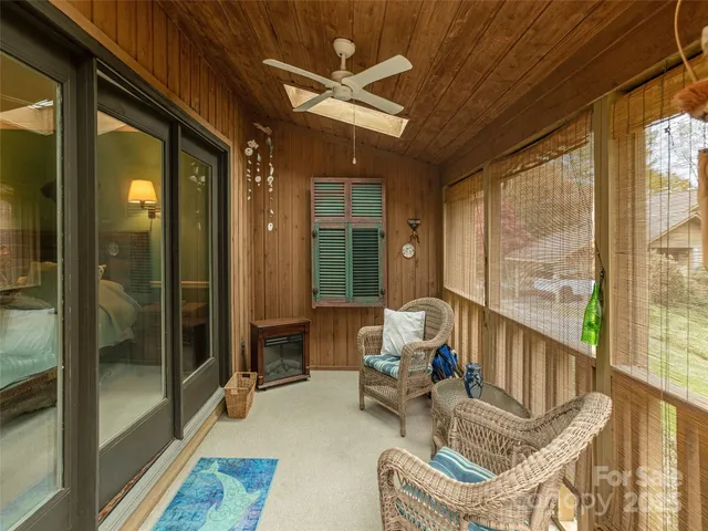 a living room with a large window