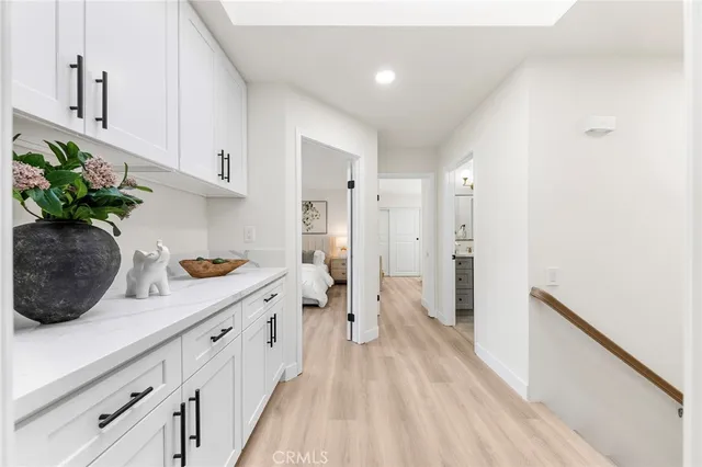 a bed room with a bed and a table