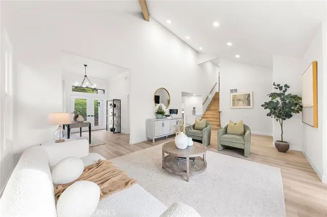 a living room with furniture