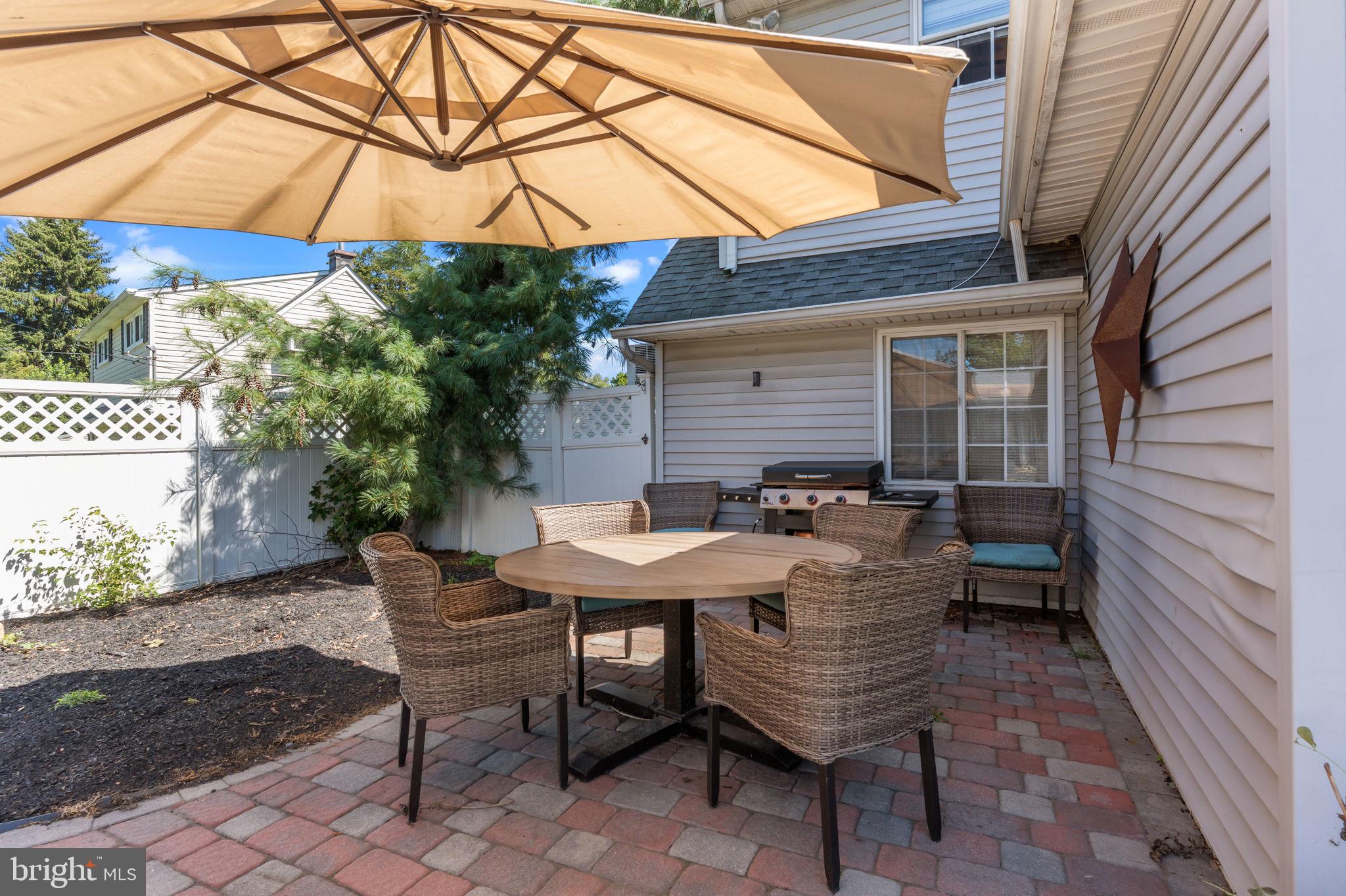 21 Downhill Road Levittown, PA 19056 - Photo 25 of 28 a view of a patio with a table and chairs under an umbrella