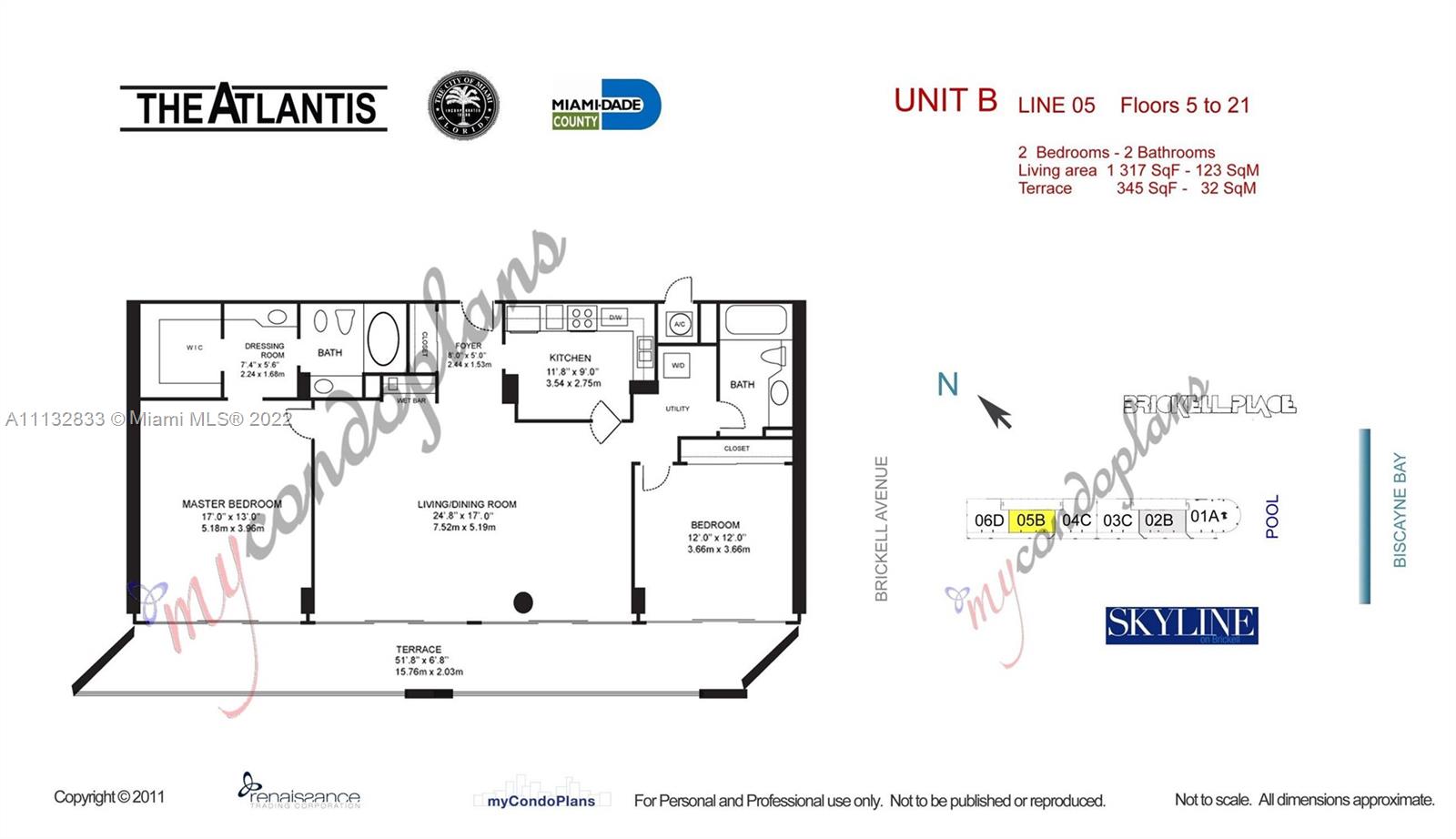 2025 Brickell Avenue, Unit 605 Miami, FL 33129 - Photo 21 of 21 Floor Plan