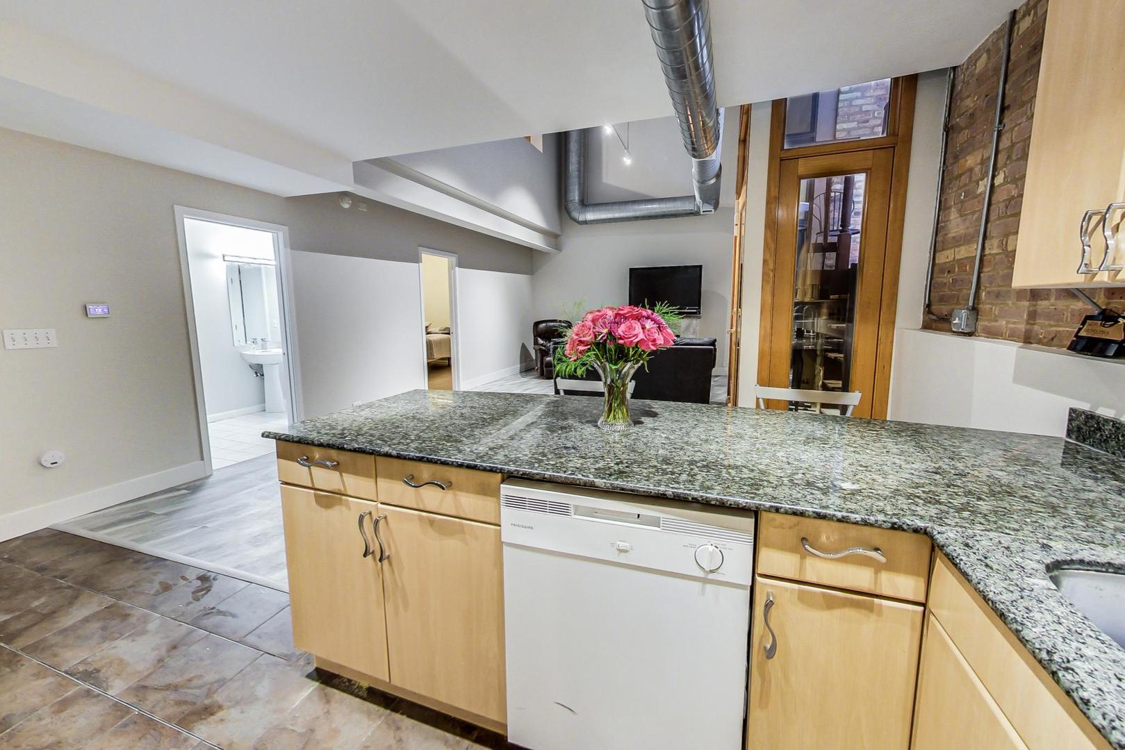 2101 West Rice Street, Unit 103 Chicago, IL 60622 - Photo 14 of 44 a kitchen with granite countertop a sink and cabinets