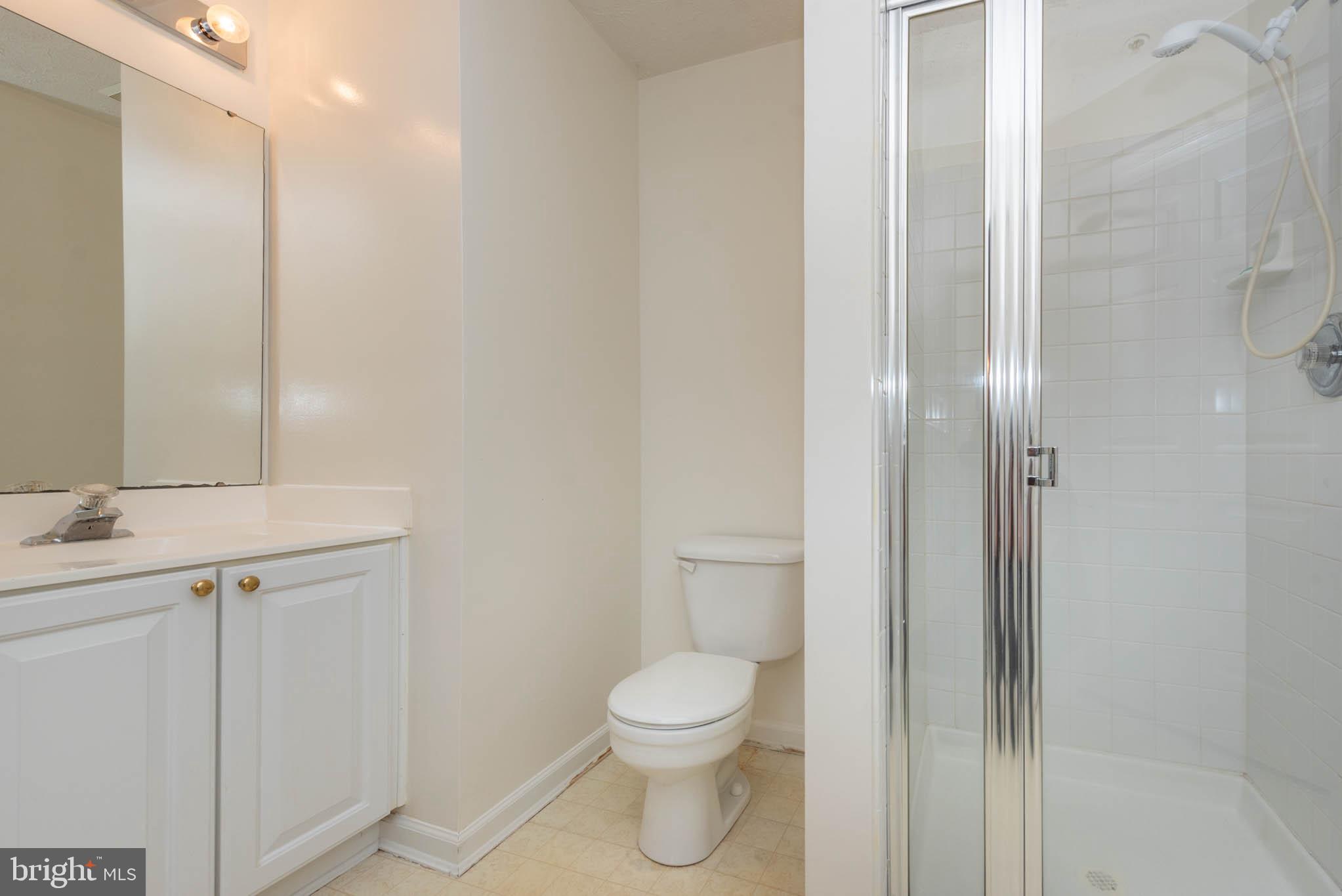 9715 Reese Farm Road, Unit 9715 Owings Mills, MD 21117 - Photo 15 of 25 a bathroom with a toilet a sink and a mirror