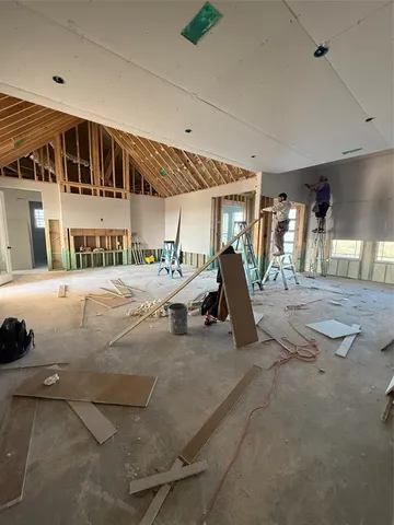 a view of a hall with building