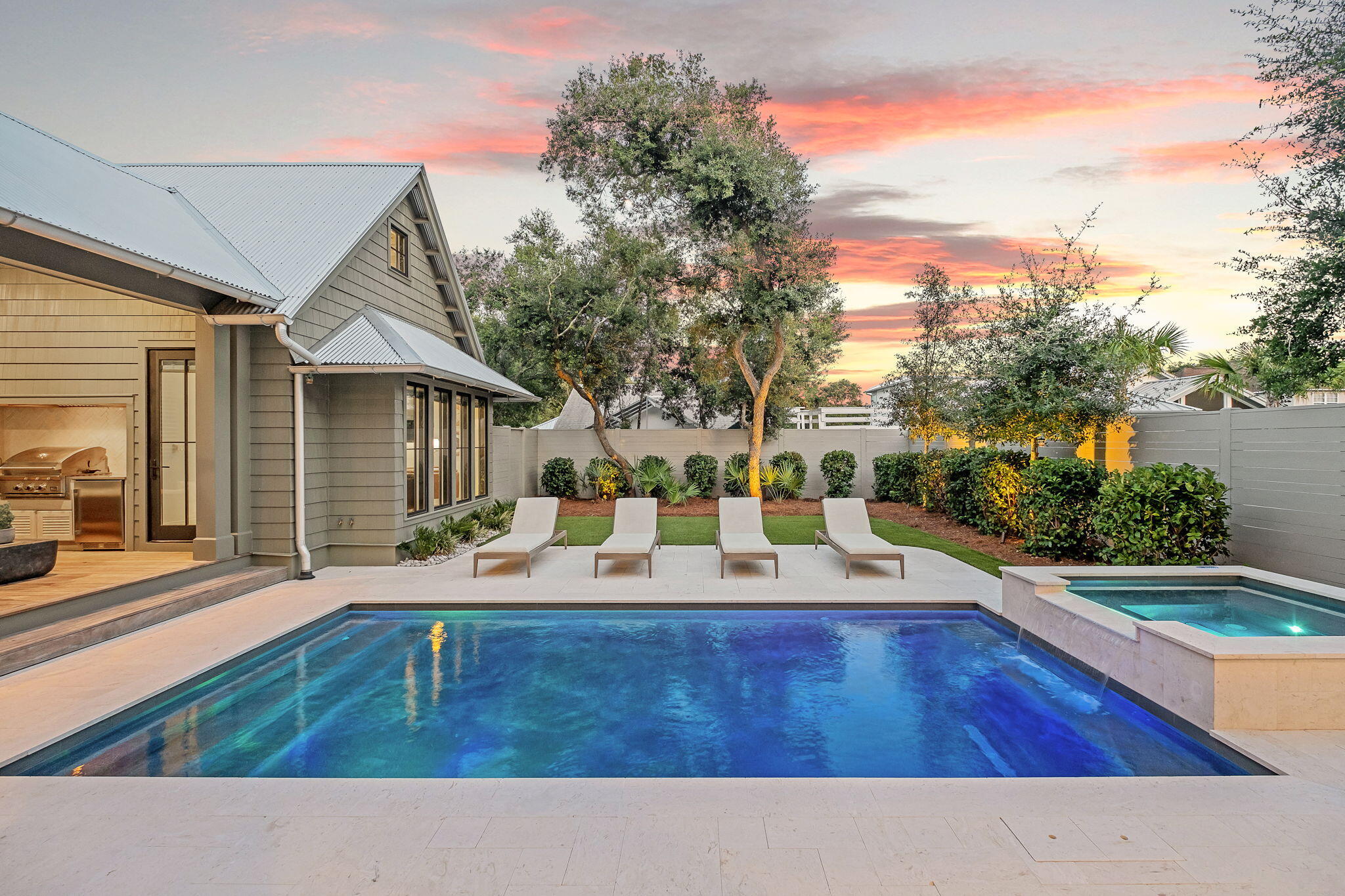 122 Camp Creek Road South Inlet Beach, FL 32461 - Photo 61 of 75 a view of a house with pool fire pit and couches with wooden floor