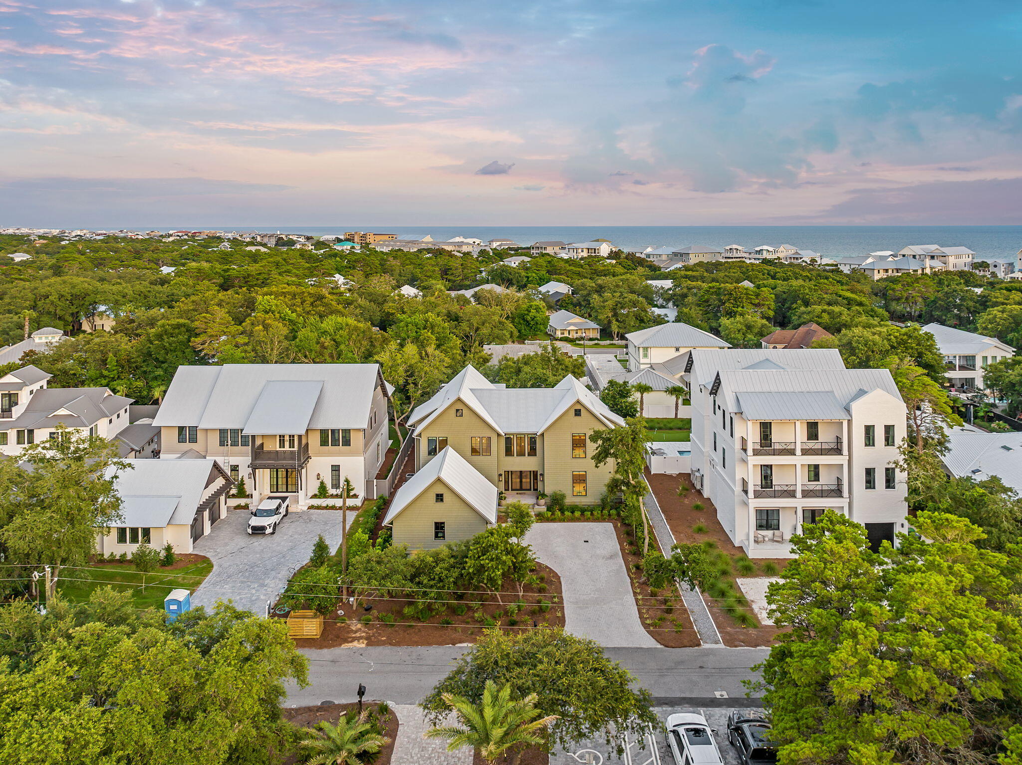 122 Camp Creek Road South Inlet Beach, FL 32461 - Photo 68 of 75 an aerial view of residential houses with outdoor space and ocean view