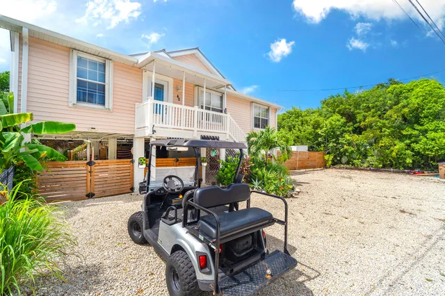 a backyard of a house with lots of plants and tree