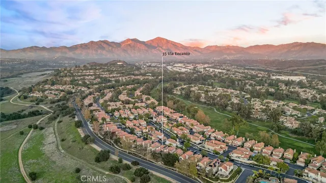 a view of a city with a mountain