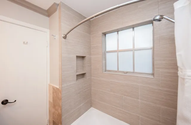 a bathroom with a shower