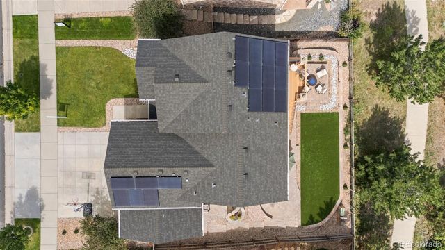 an aerial view of a house