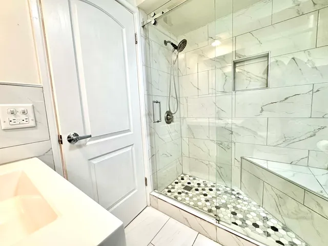 a bathroom with a shower