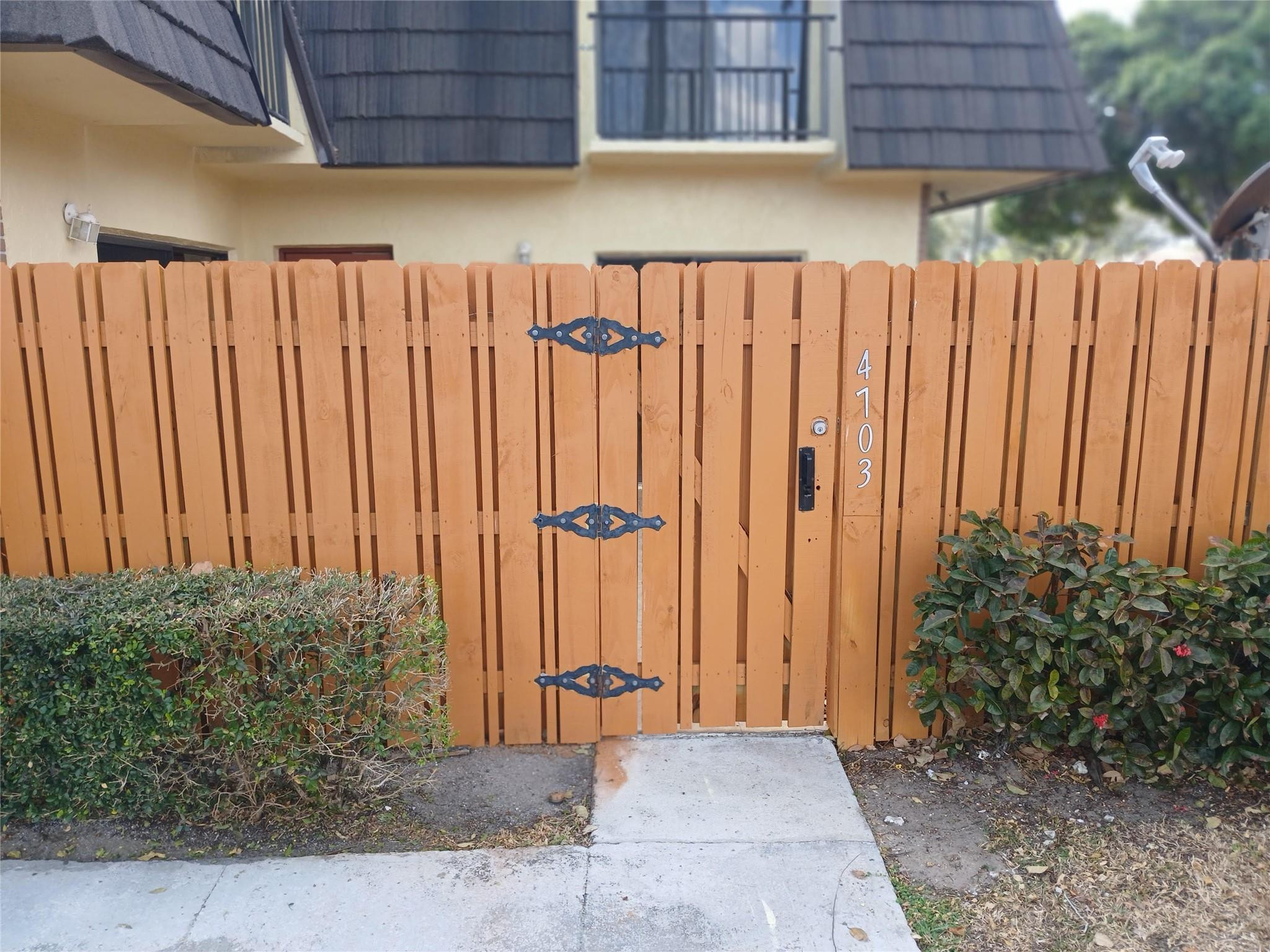 a view of a wooden door