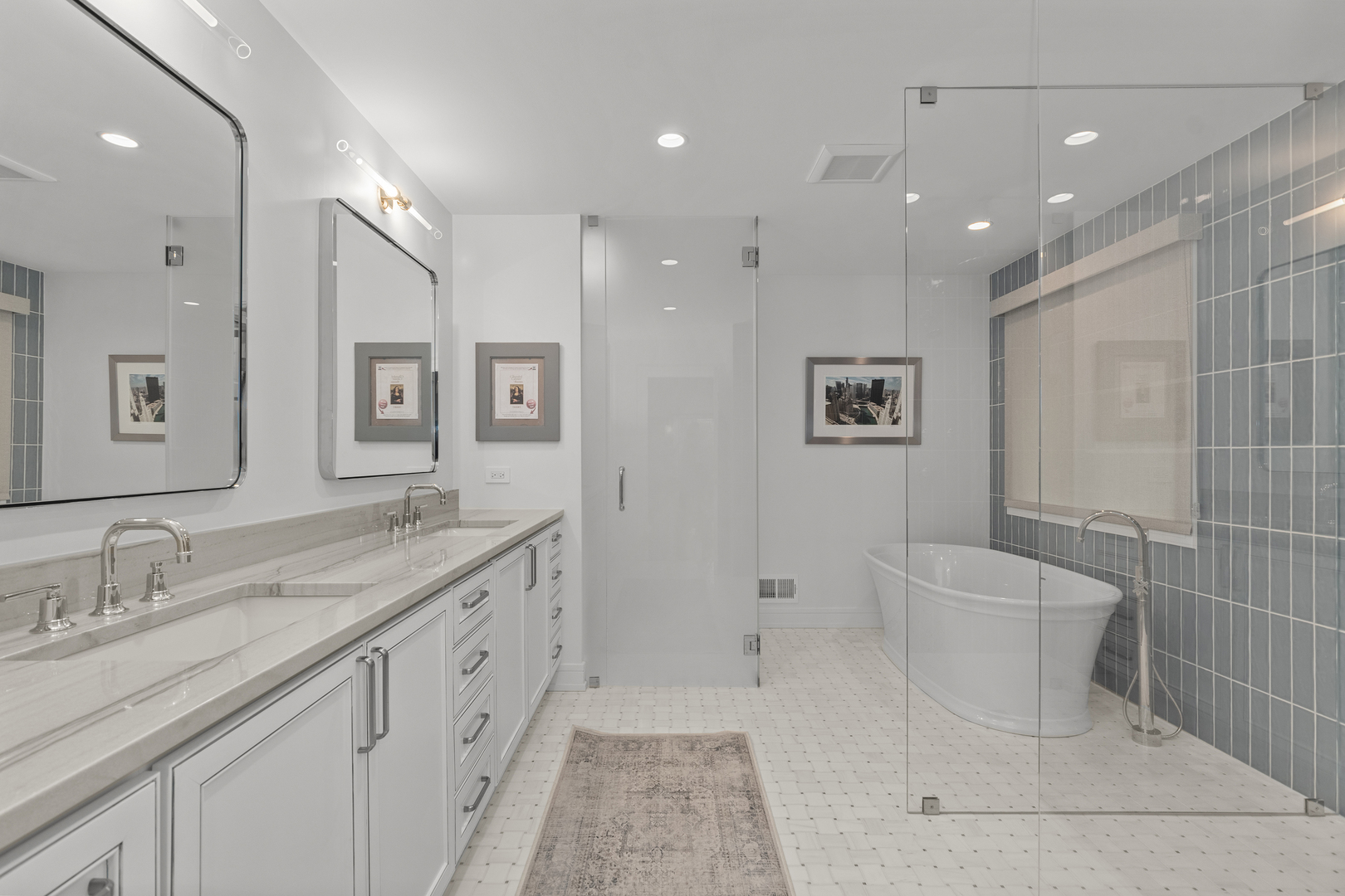 20 Colony Lane Deerfield, IL 60015 - Photo 15 of 33 a spacious bathroom with a granite countertop sink a toilet a mirror and shower