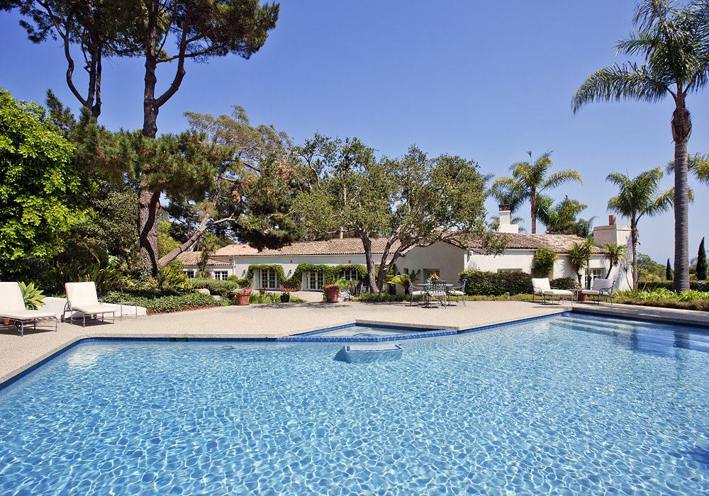 669 Hot Springs Road Montecito, CA 93108 - Photo 3 of 26 a view of a house with swimming pool and sitting area