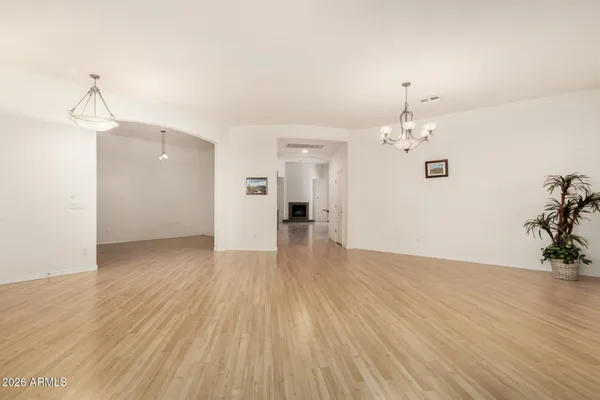 a view of a livingroom with a chandelier