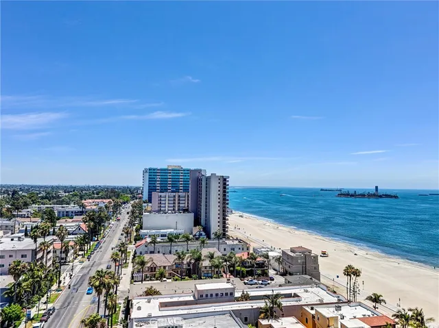 a view of a city and ocean view
